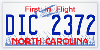 NC license plate DIC2372