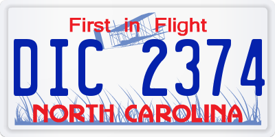 NC license plate DIC2374