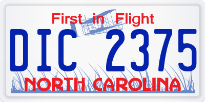 NC license plate DIC2375
