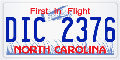 NC license plate DIC2376