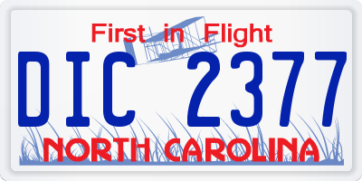 NC license plate DIC2377