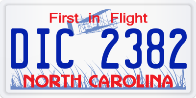NC license plate DIC2382