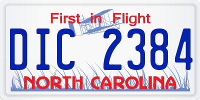 NC license plate DIC2384