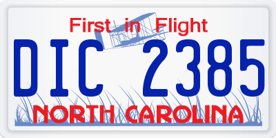 NC license plate DIC2385