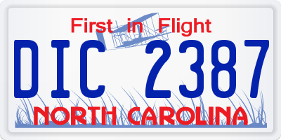 NC license plate DIC2387