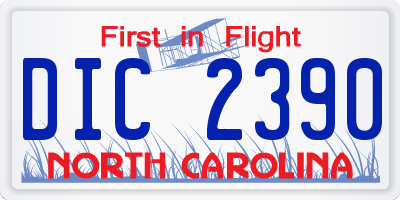 NC license plate DIC2390