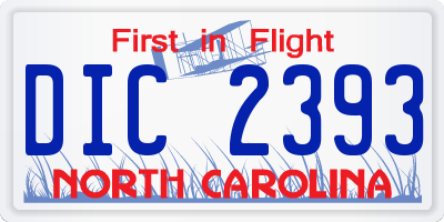 NC license plate DIC2393