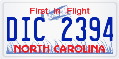 NC license plate DIC2394