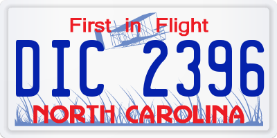 NC license plate DIC2396