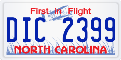 NC license plate DIC2399
