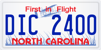 NC license plate DIC2400