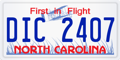 NC license plate DIC2407