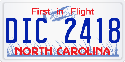 NC license plate DIC2418