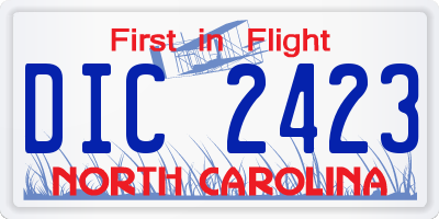 NC license plate DIC2423