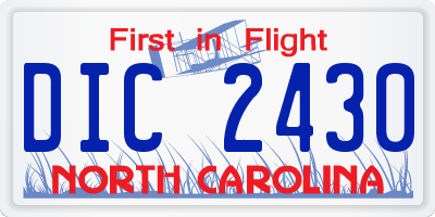 NC license plate DIC2430