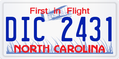 NC license plate DIC2431