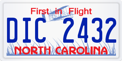 NC license plate DIC2432