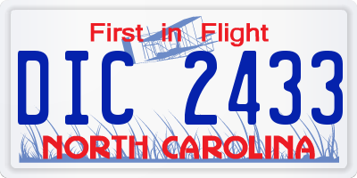 NC license plate DIC2433