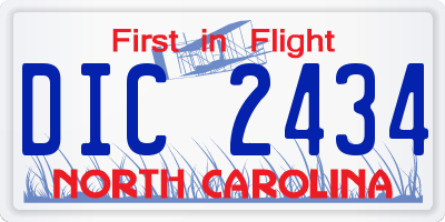 NC license plate DIC2434