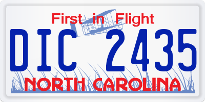 NC license plate DIC2435