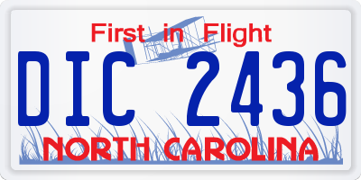 NC license plate DIC2436