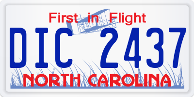 NC license plate DIC2437