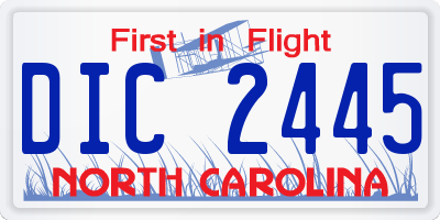 NC license plate DIC2445
