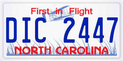 NC license plate DIC2447