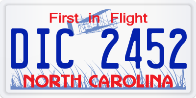 NC license plate DIC2452