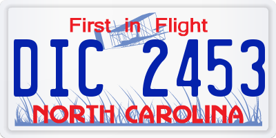 NC license plate DIC2453
