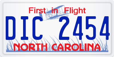 NC license plate DIC2454