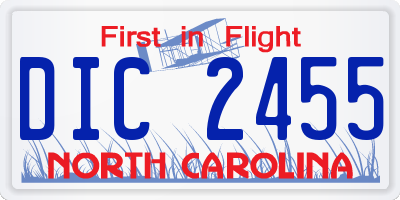 NC license plate DIC2455