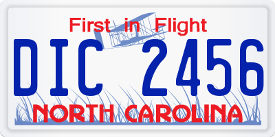 NC license plate DIC2456