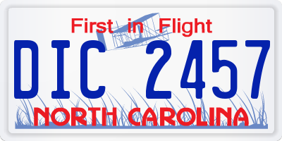 NC license plate DIC2457