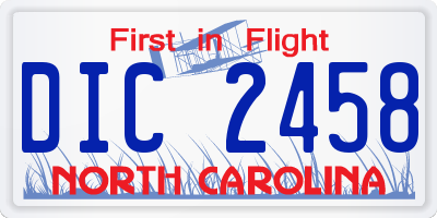 NC license plate DIC2458