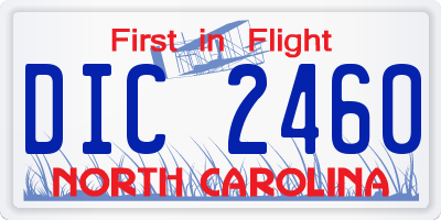 NC license plate DIC2460