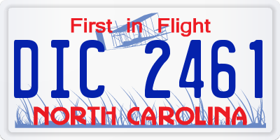 NC license plate DIC2461