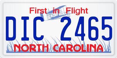 NC license plate DIC2465