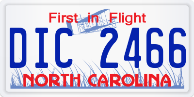 NC license plate DIC2466