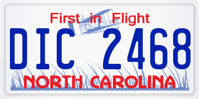 NC license plate DIC2468