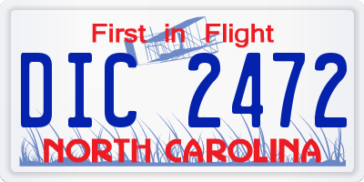 NC license plate DIC2472