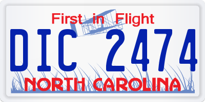 NC license plate DIC2474