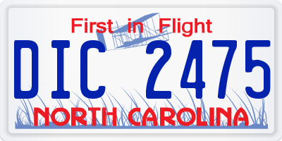 NC license plate DIC2475
