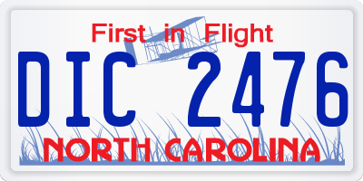 NC license plate DIC2476