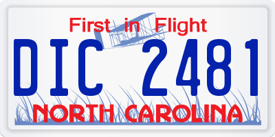 NC license plate DIC2481