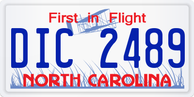 NC license plate DIC2489