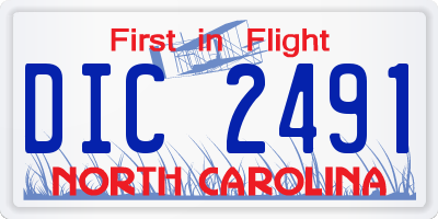 NC license plate DIC2491