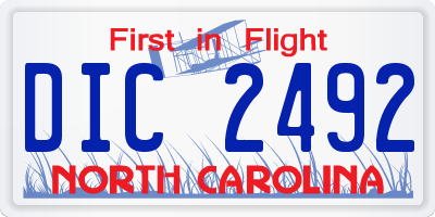 NC license plate DIC2492