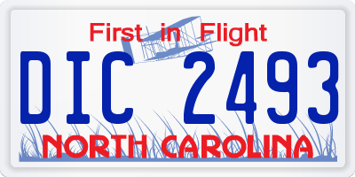 NC license plate DIC2493