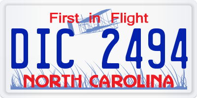 NC license plate DIC2494